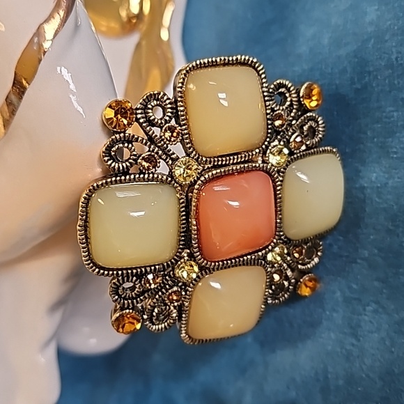 Vintage lot of 5 pieces of jewelry, JJ brooch, enamel flowers necklace - Picture 5 of 16